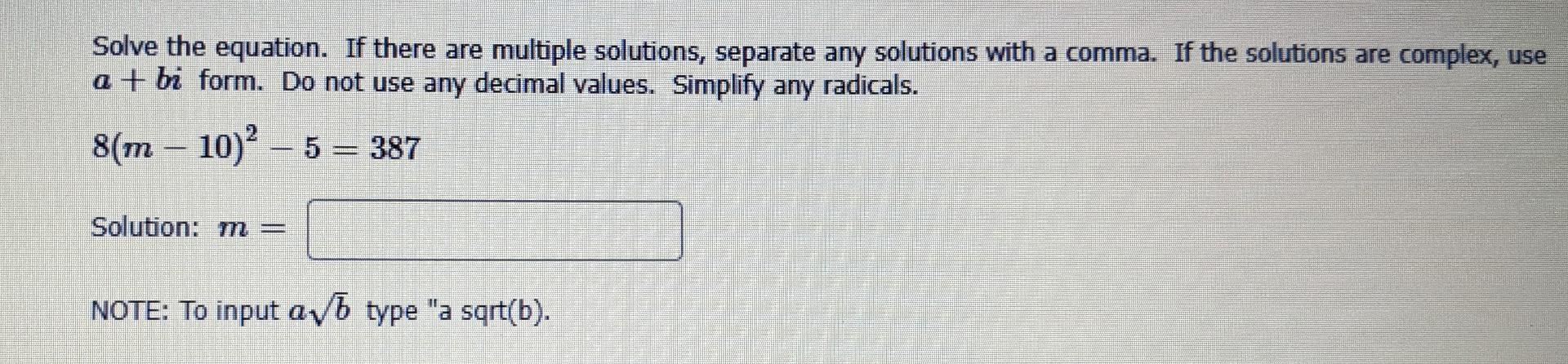 Solved Solve the equation. If there are multiple solutions, | Chegg.com