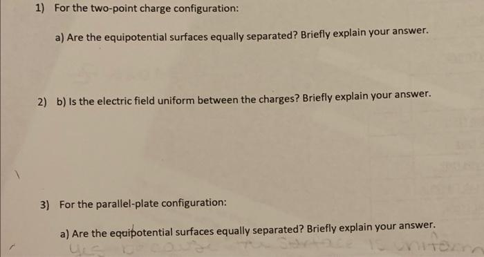 Solved 1) For the two-point charge configuration: a) Are the | Chegg.com