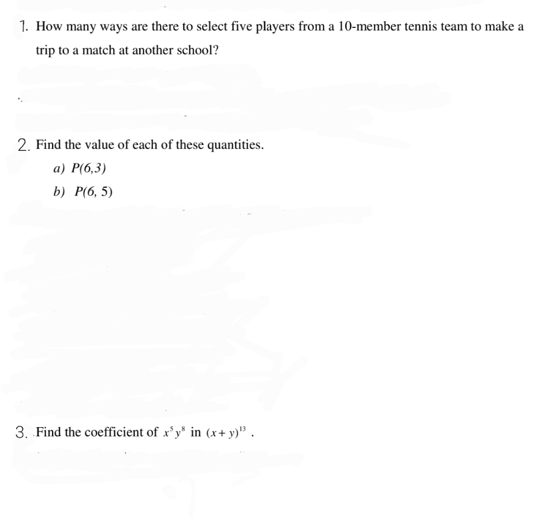 Select Five Solved 1. How many ways are there to select five players | Chegg.com