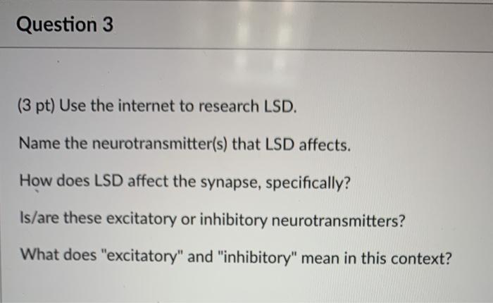 Solved Question 3 (3 pt) Use the internet to research LSD. | Chegg.com