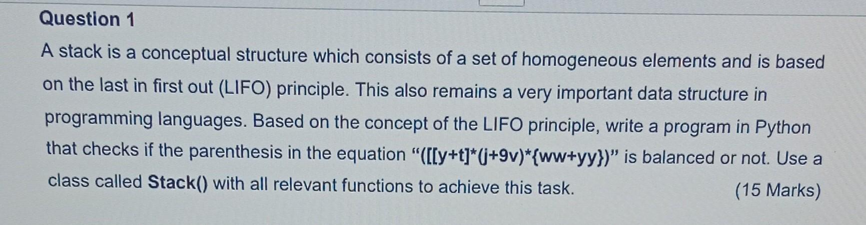 Solved A stack is a conceptual structure which consists of a | Chegg.com