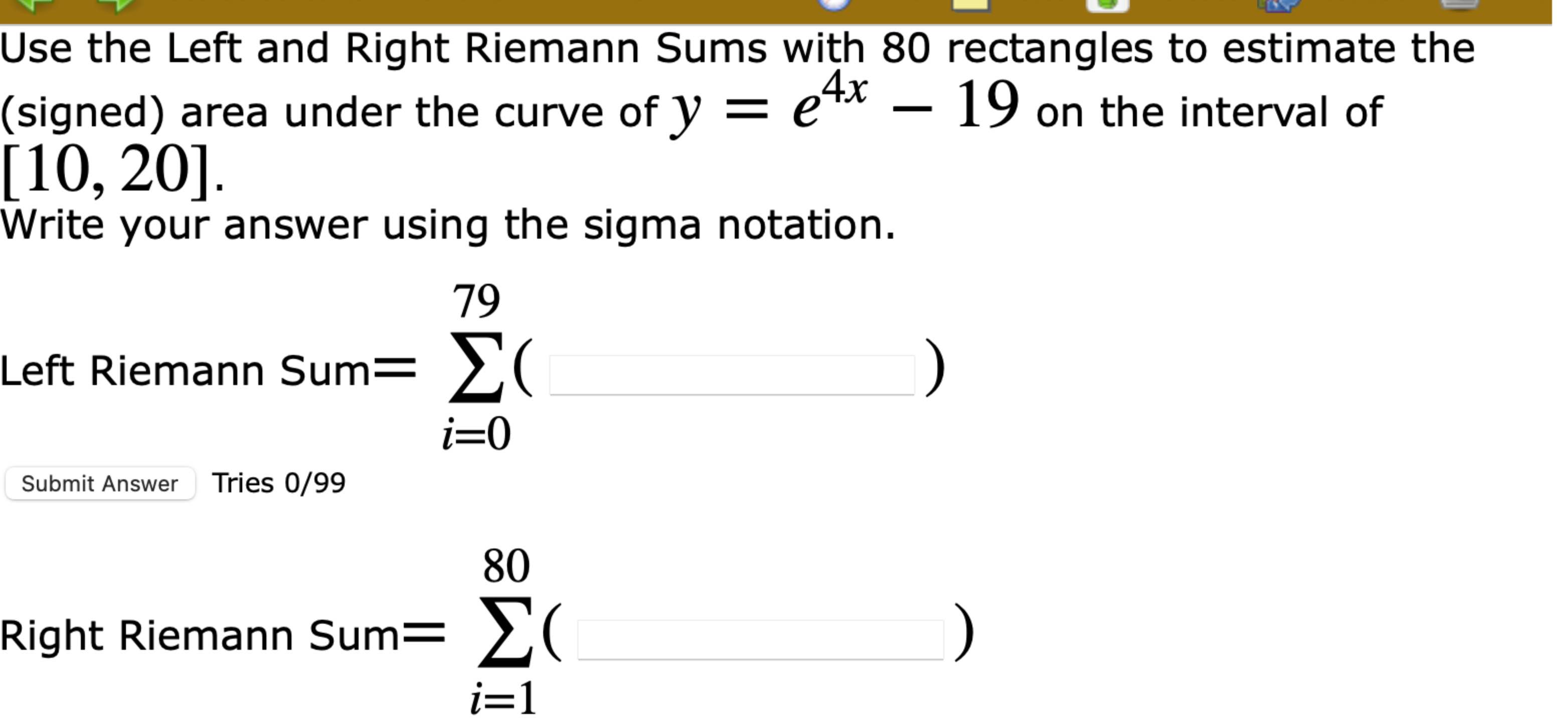 Solved Use the Left and Right Riemann Sums with 80 | Chegg.com