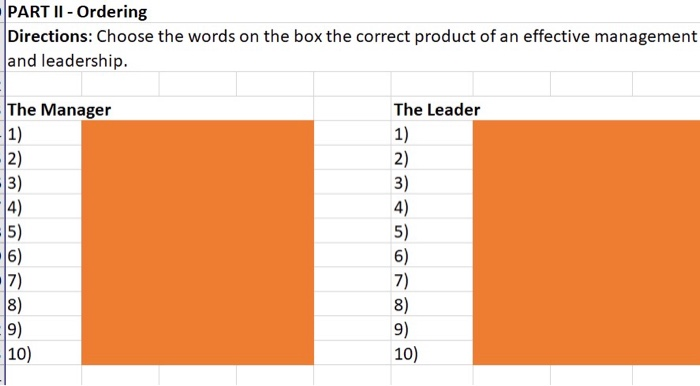 Part Ii Ordering Directions Choose The Words On Chegg Com