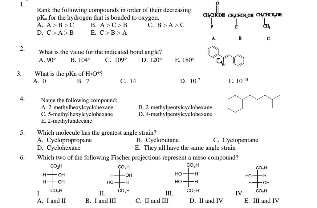 Solved 1. CH CHCOH CH CHCH,OH CH CHCH, OH Rank the following | Chegg.com