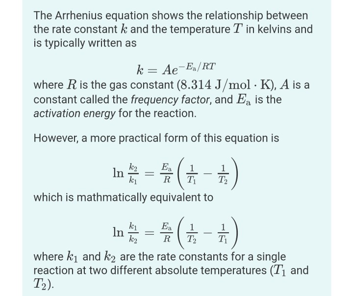 Solved The Arrhenius Equation Shows The Relationship, 53% OFF