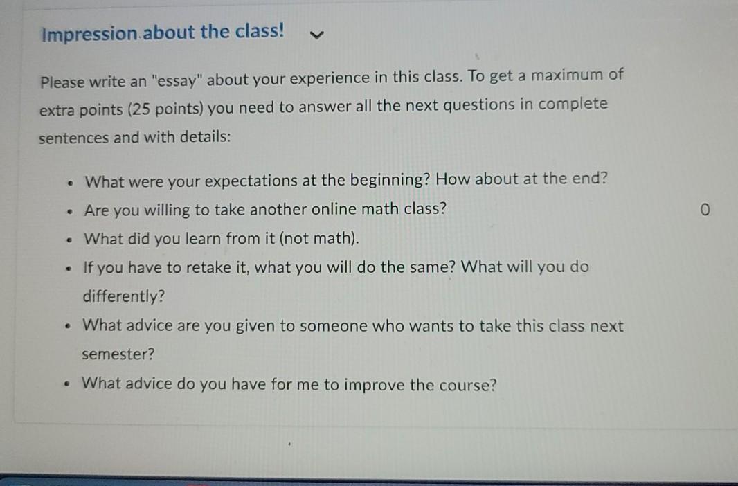 class experience essay