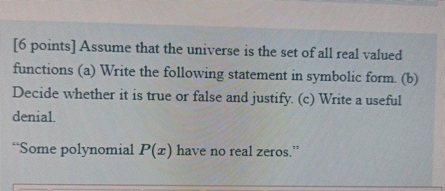 Solved [6 points] Assume that the universe is the set of all | Chegg.com