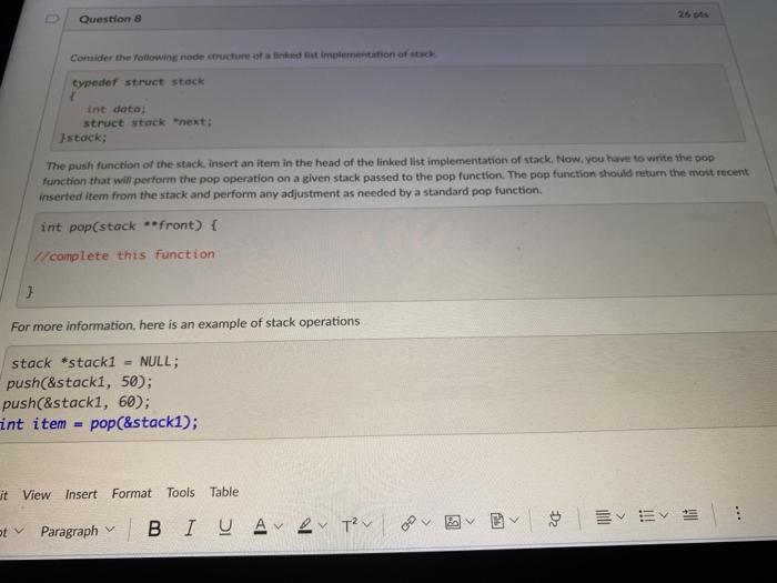 Solved Question 8 Consider the following node structure of a | Chegg.com