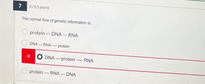 Solved The normal flow of genetic information is: protein ⋯ | Chegg.com