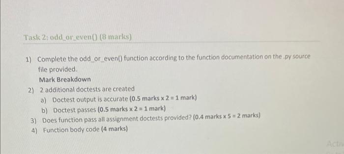 Solved 1) Complete the odd_or_even() function according to | Chegg.com