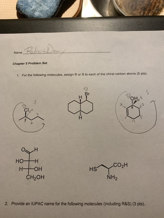 Solved Name Robert Denny Name Chapter 5 Problem Set 1. For | Chegg.com