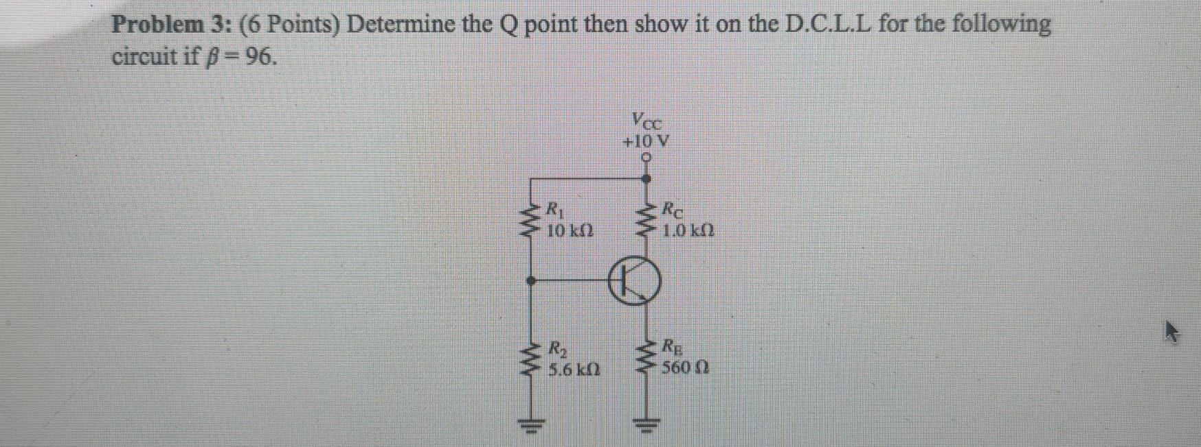 Solved Problem 3: (6 Points) Determine the Q point then show | Chegg.com
