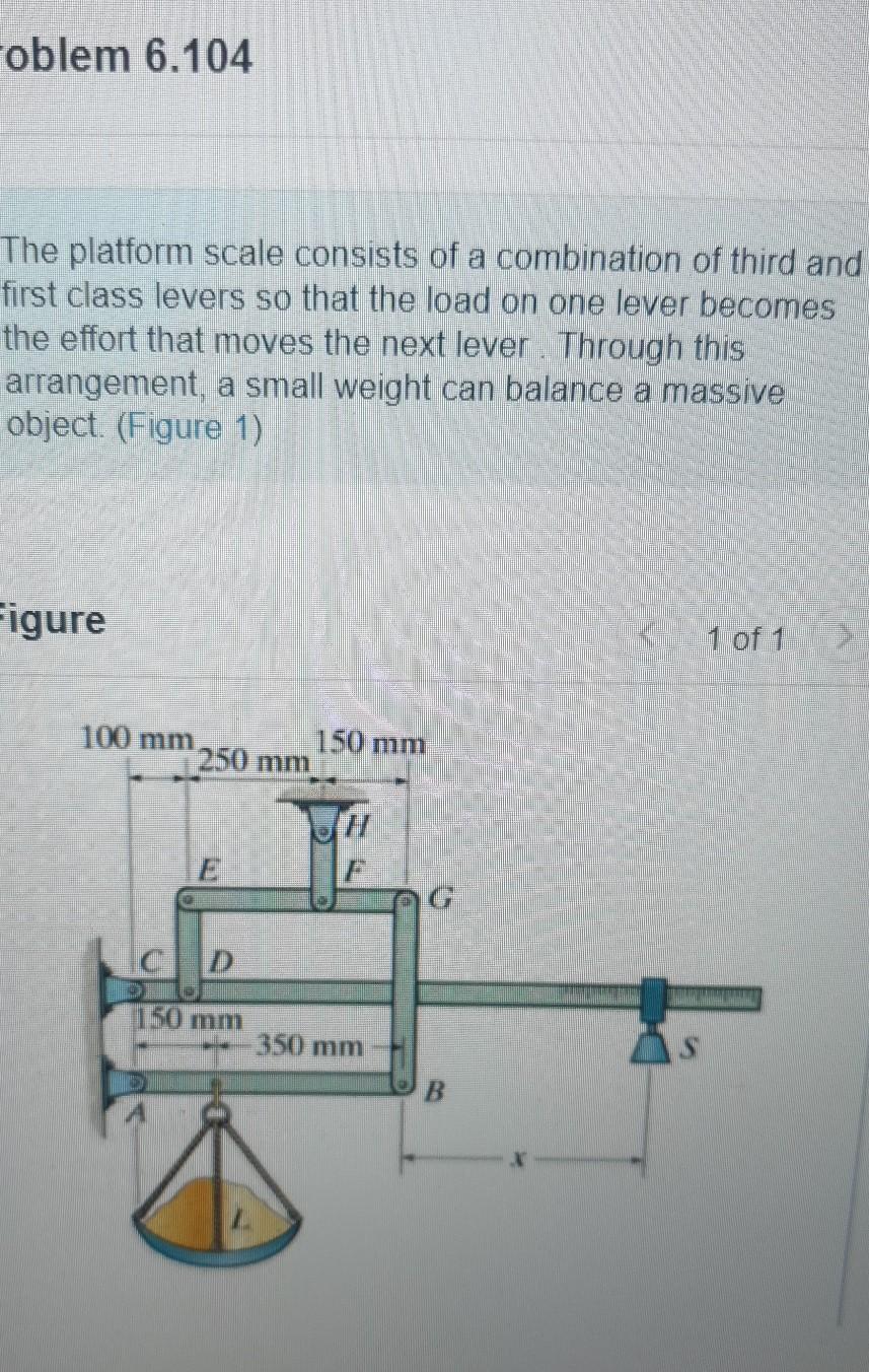Solved oblem 6.104 The platform scale consists of a | Chegg.com
