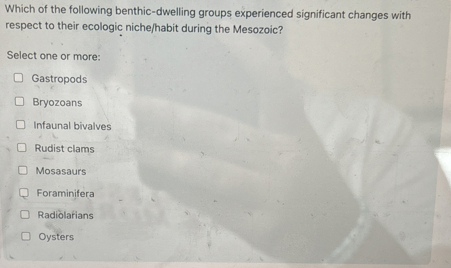 Solved pescent io their exologic niche/habit during the | Chegg.com