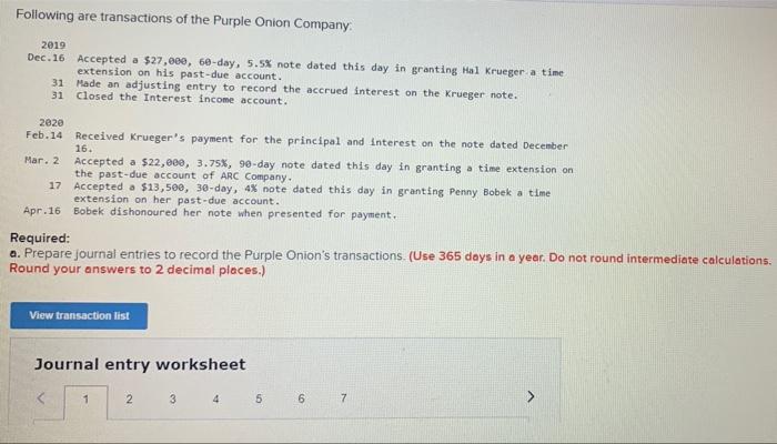 Solved Following are transactions of the Purple Onion | Chegg.com