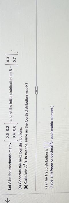 Solved Let A Be The Stochastic Matrix 06040208 And Let 0405