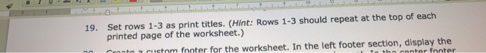 Solved 2 19. Set rows 1 3 as print titles. Hint Rows 1 3 Chegg