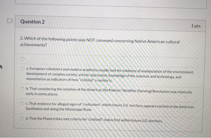Solved Question 2 1 pts 2. Which of the following points was | Chegg.com