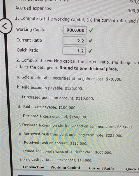 1. Compute (a) The Working Capital, (b) The Current | Chegg.com