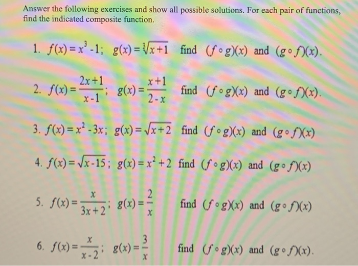 Solved Answer the following exercises and show all possible | Chegg.com
