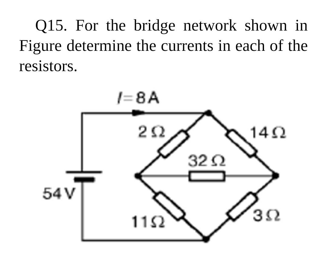 Solved Q15. For the bridge network shown in Figure determine | Chegg.com