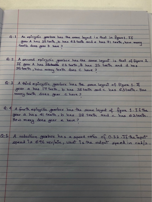 Solved Q1 An epicydie gearbox has the same layout is that