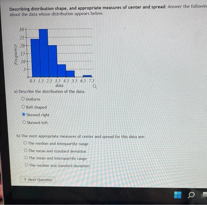 Solved Describing Distribution Shape And Appropriate Chegg