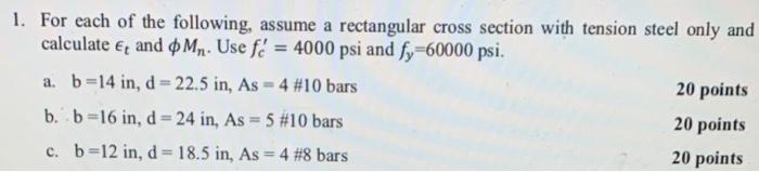 Solved 1. For each of the following, assume a rectangular | Chegg.com