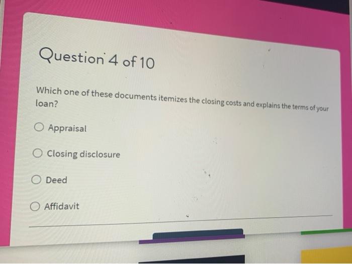 Solved Question 4 of 10 Which one of these documents