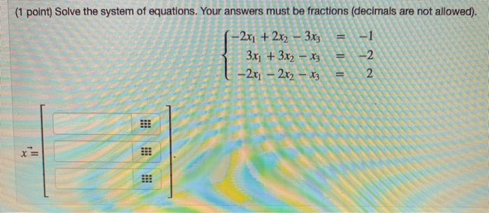 system of equations solver with fraction