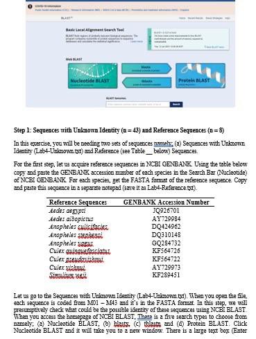 Solved Step 1: Sequences with Unknons Identity (n=43 ) and | Chegg.com