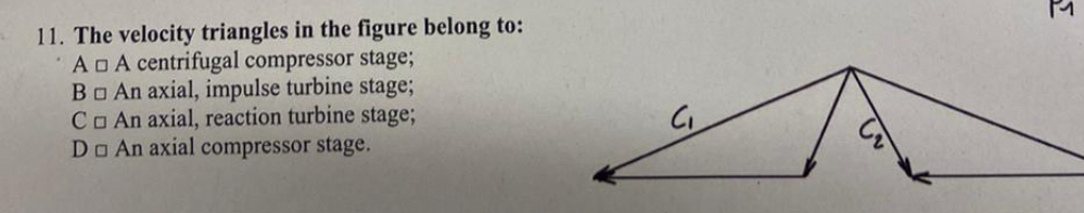 Solved The velocity triangles in the figure belong to:A A | Chegg.com
