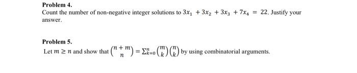 Solved Problem 4. Count the number of non-negative integer | Chegg.com