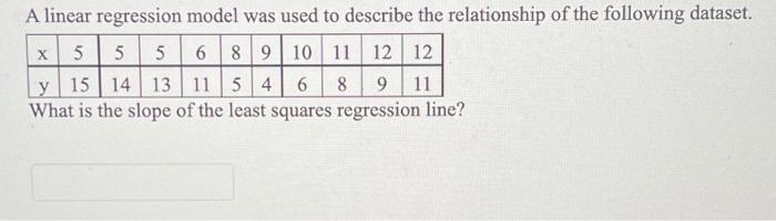 Solved X A linear regression model was used to describe the | Chegg.com
