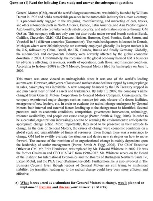 Solved uestion (1) Read the following Case study and answer | Chegg.com