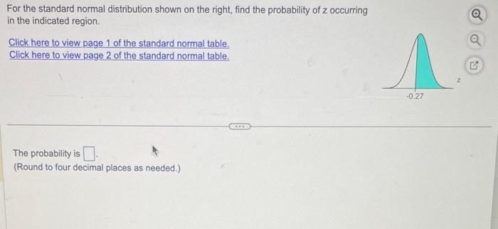 Solved For the standard normal distribution shown on the | Chegg.com