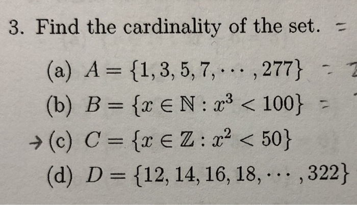Cardinality Of A Set The Number Of Elements In A Set Let A Be A Set A If A The Empty Set Then The Cardinality Of A Is 0 B If