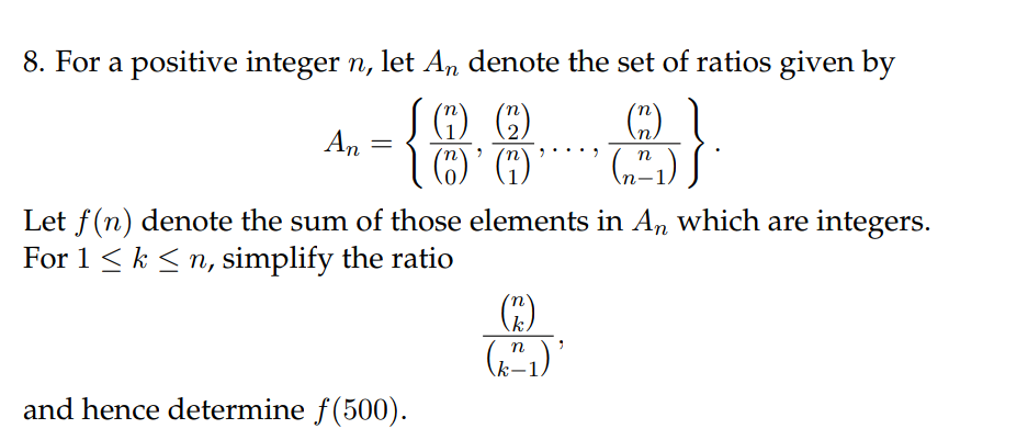Solved = 8. For a positive integer n, let An denote the set | Chegg.com