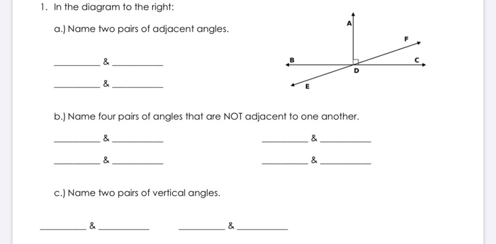 Solved 1. In the diagram to the right: a.) Name two pairs of | Chegg.com