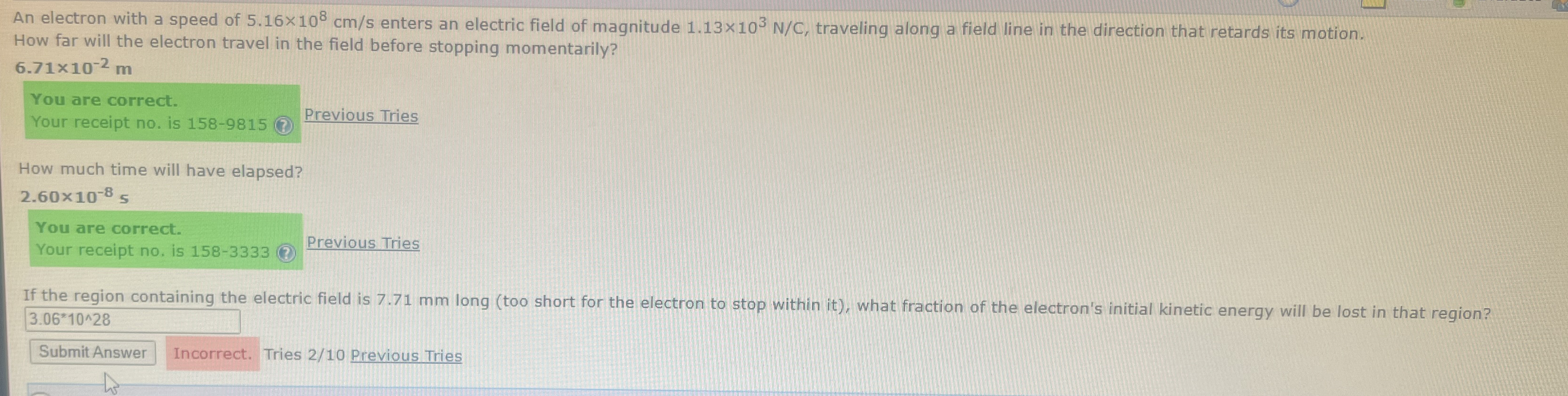 Solved An electron with a speed of 5.16×108cms ﻿enters an | Chegg.com