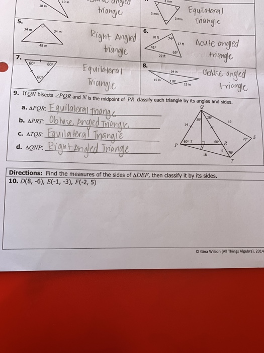 Gina Wilson Triangles Worksheet Date Unit 8 Right Triangles Amp