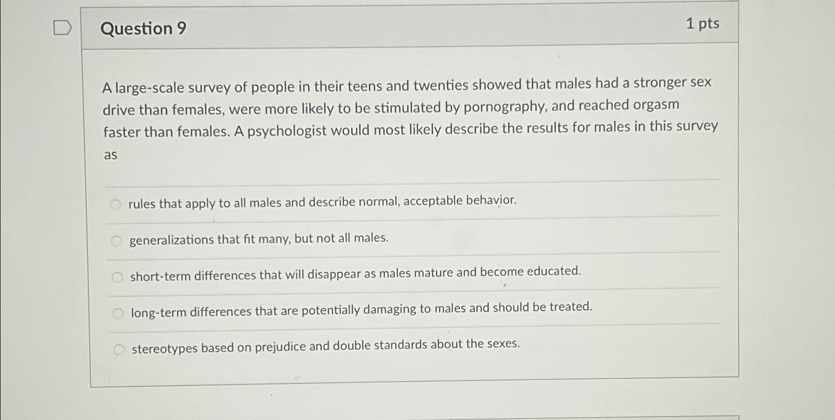 Solved Question 91ptsA large-scale survey of people in their | Chegg.com