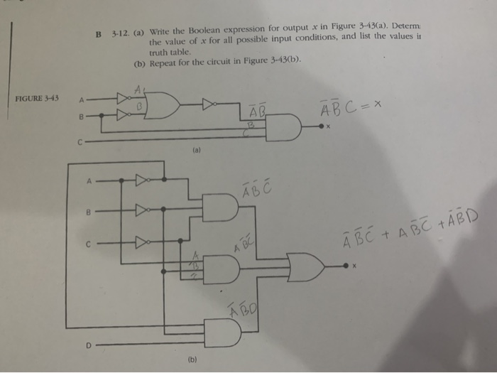 Solved 3-12. (a) Write the Boolean expression for output x | Chegg.com