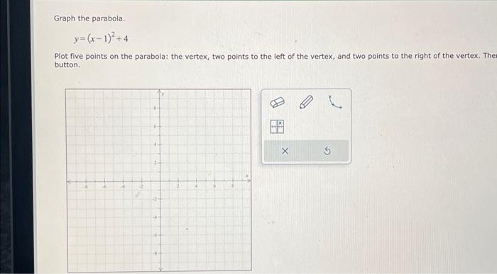 Solved Graph the parabola. y=(x−1)2+4 Plot five points on | Chegg.com