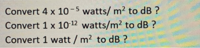 convert w m 2 to db