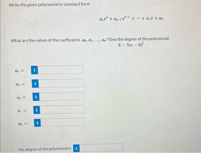 Solved Write the given polynomial in standard form | Chegg.com