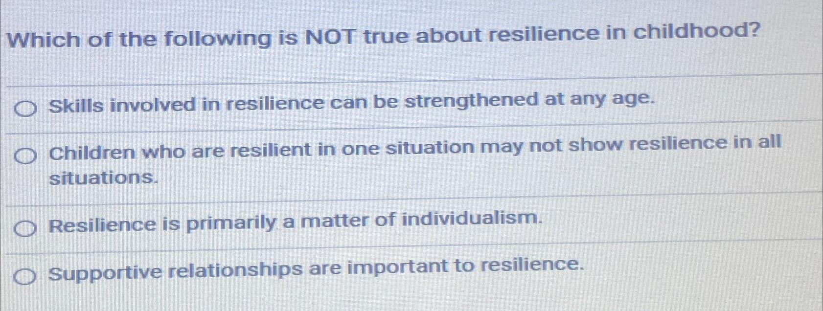 Solved Which of the following is NOT true about resilience | Chegg.com
