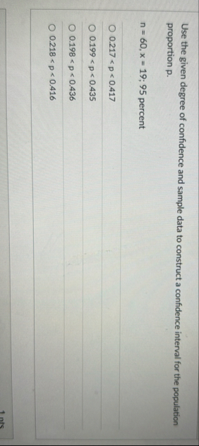 Solved Use the given degree of confidence and sample data to | Chegg.com