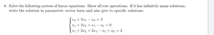 Solved 8. Solve the following system of linear equations. | Chegg.com