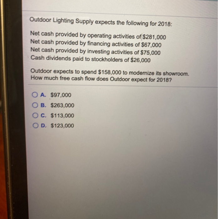 Solved Outdoor Lighting Supply expects the following for